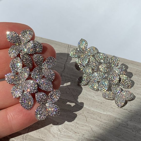 Anthropologie Silver Floral Earrings - Picture 1 of 12